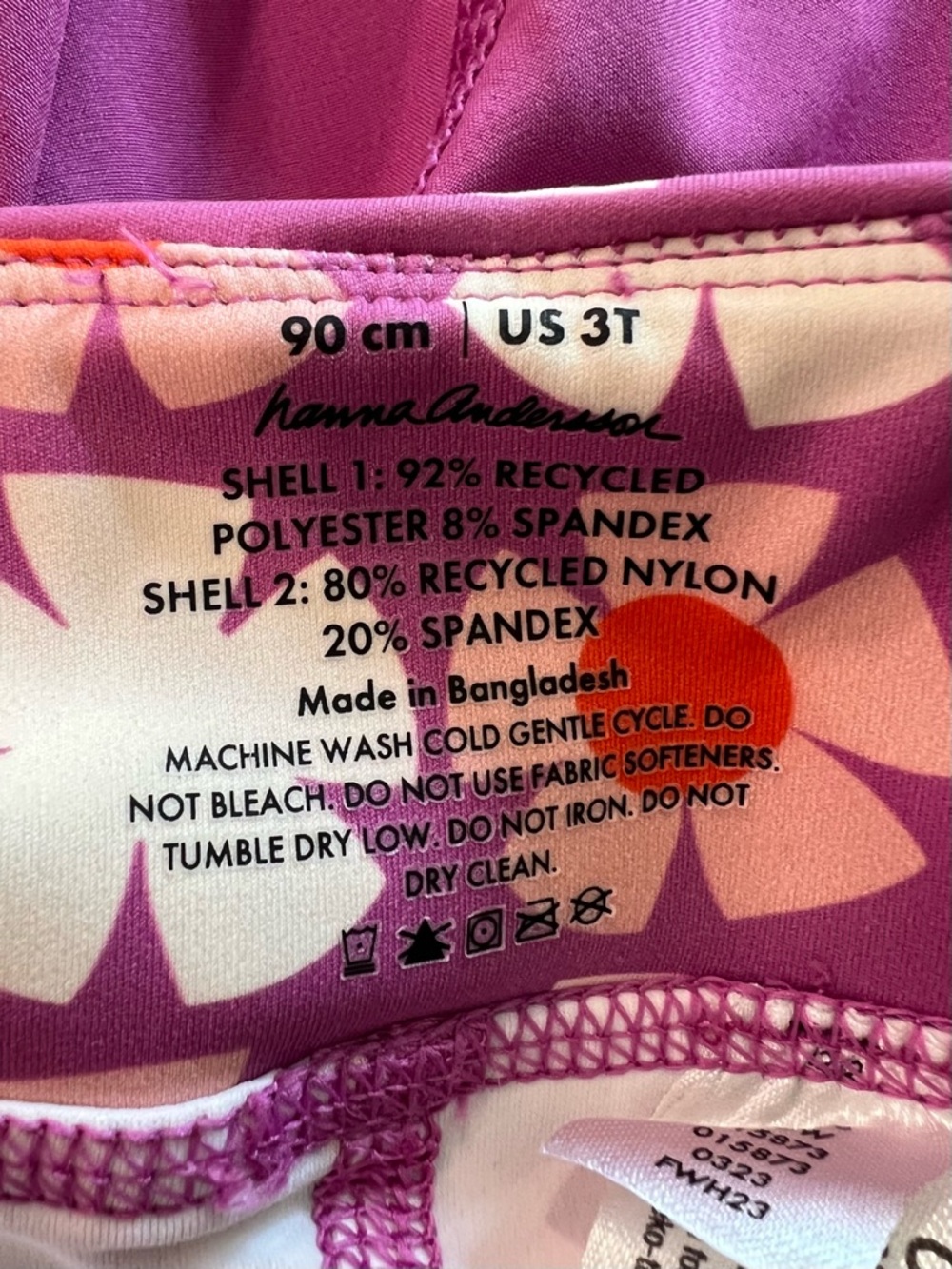 Hanna Andersson Pink and Orange Floral Fold-Over Waist Active Shorts 3T - Picture 4 of 4